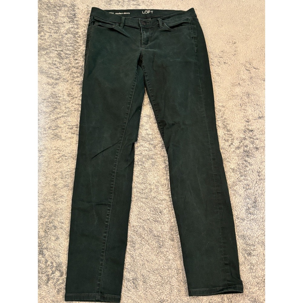 Ann Taylor LOFT Jeans Womens 27/4 Modern Ankle Stretch Green Denim Casual Skinny